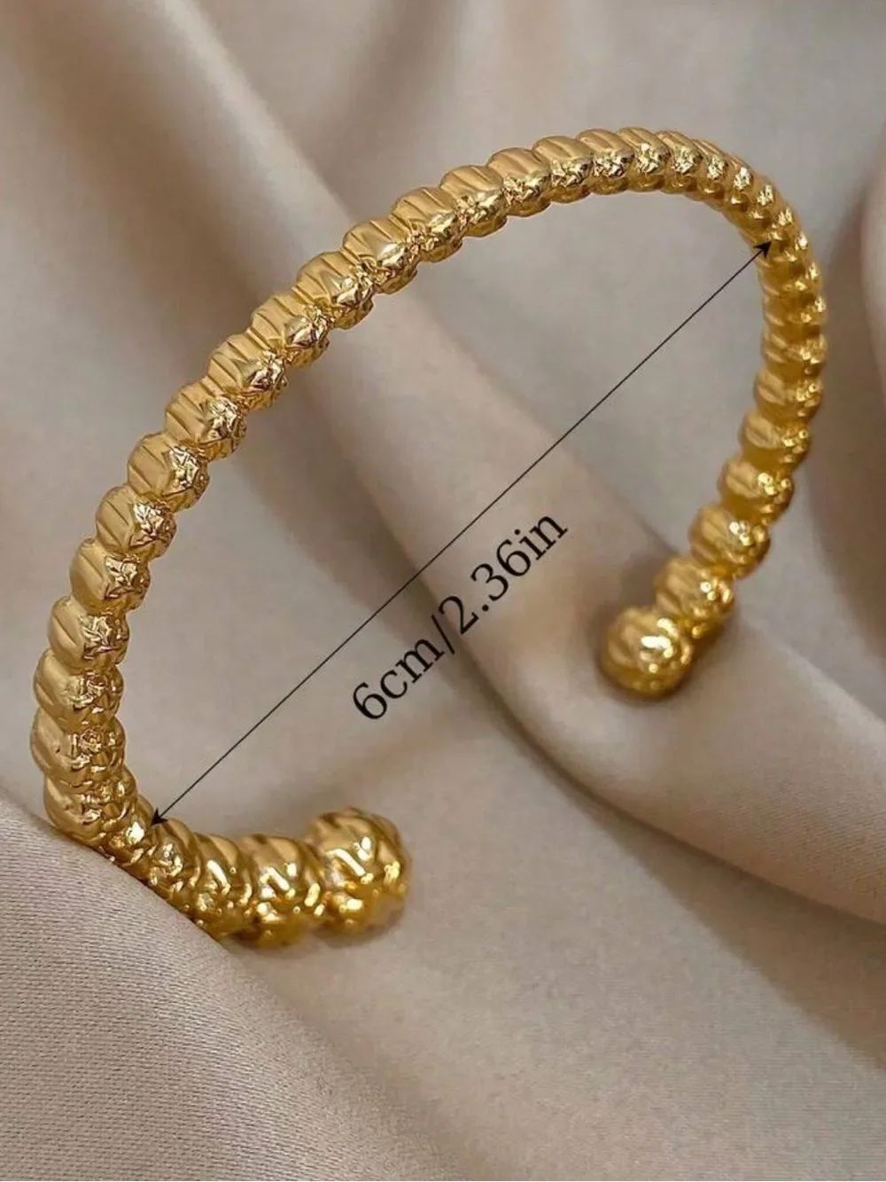 Gold Textured Open Cuff Bracelet R721
